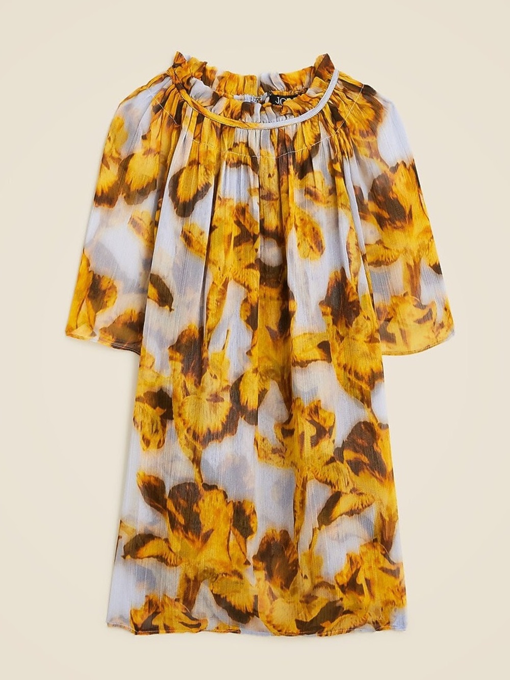 J.Crew Crinkle Chiffon Smocked Top in Saffron Floral | XL | NWT